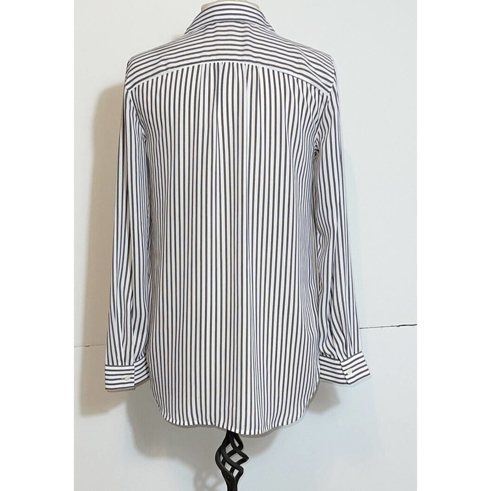 LOFT Misses S Polyester Blouse Tunic Stripes White Black Covered Placard Front - Picture 3 of 5